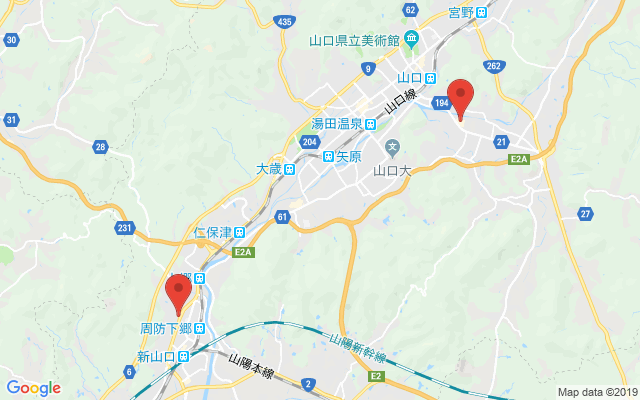 山口市の保険相談窓口のマップ